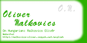oliver malkovics business card